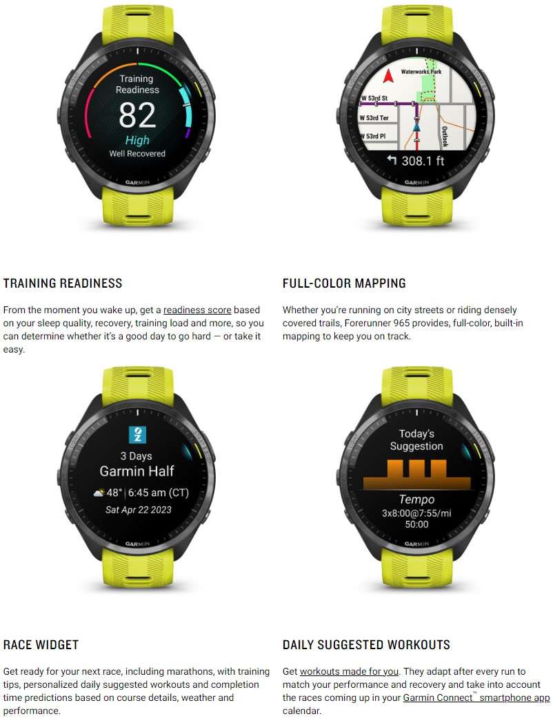  Garmin Forerunner® 965 Running Smartwatch, Colorful AMOLED  Display, Training Metrics and Recovery Insights, Whitestone and Powder Gray  : Electronics