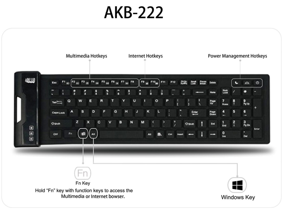 Antimicrobial Waterproof Flex Keyboard (Compact Size)