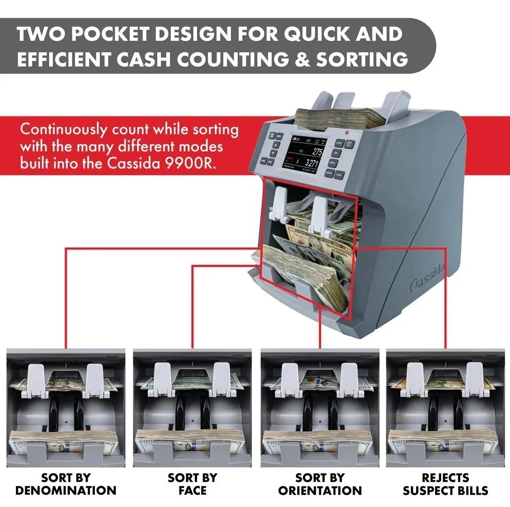 Two Pocket Design for Quick and Efficient Cash Counting & Sorting