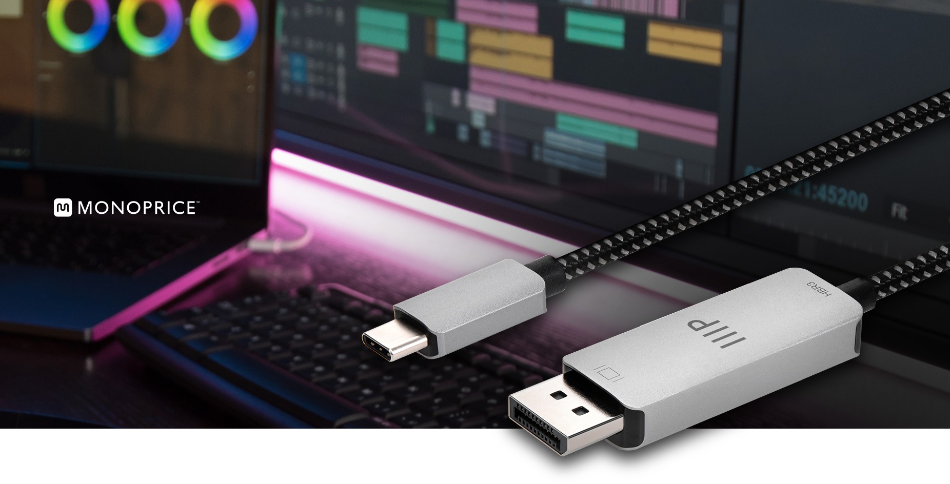Monoprice USB-C to DisplayPort Cable [8K at 60Hz, 4K at144Hz, 2K at240Hz]