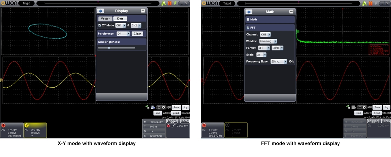 X-Y Mode, FFT Mode  with  Waveform