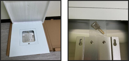 2. Open the ceiling tile enclosure box and take the key from the access point backplate for future use.