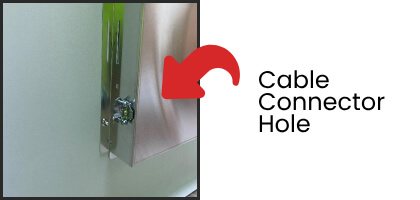 3. Find the cable connector hole and then loosen the screws until there's enough space for the RJ45 cable.