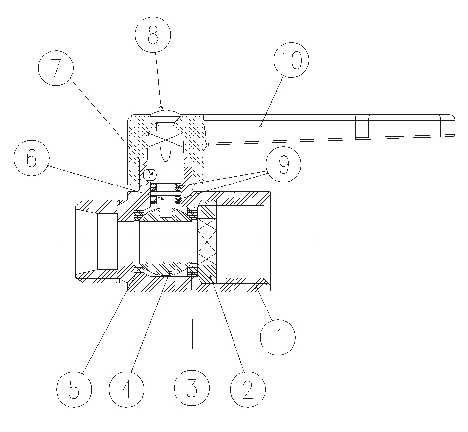 mini ball valves s34 npt technical drawing