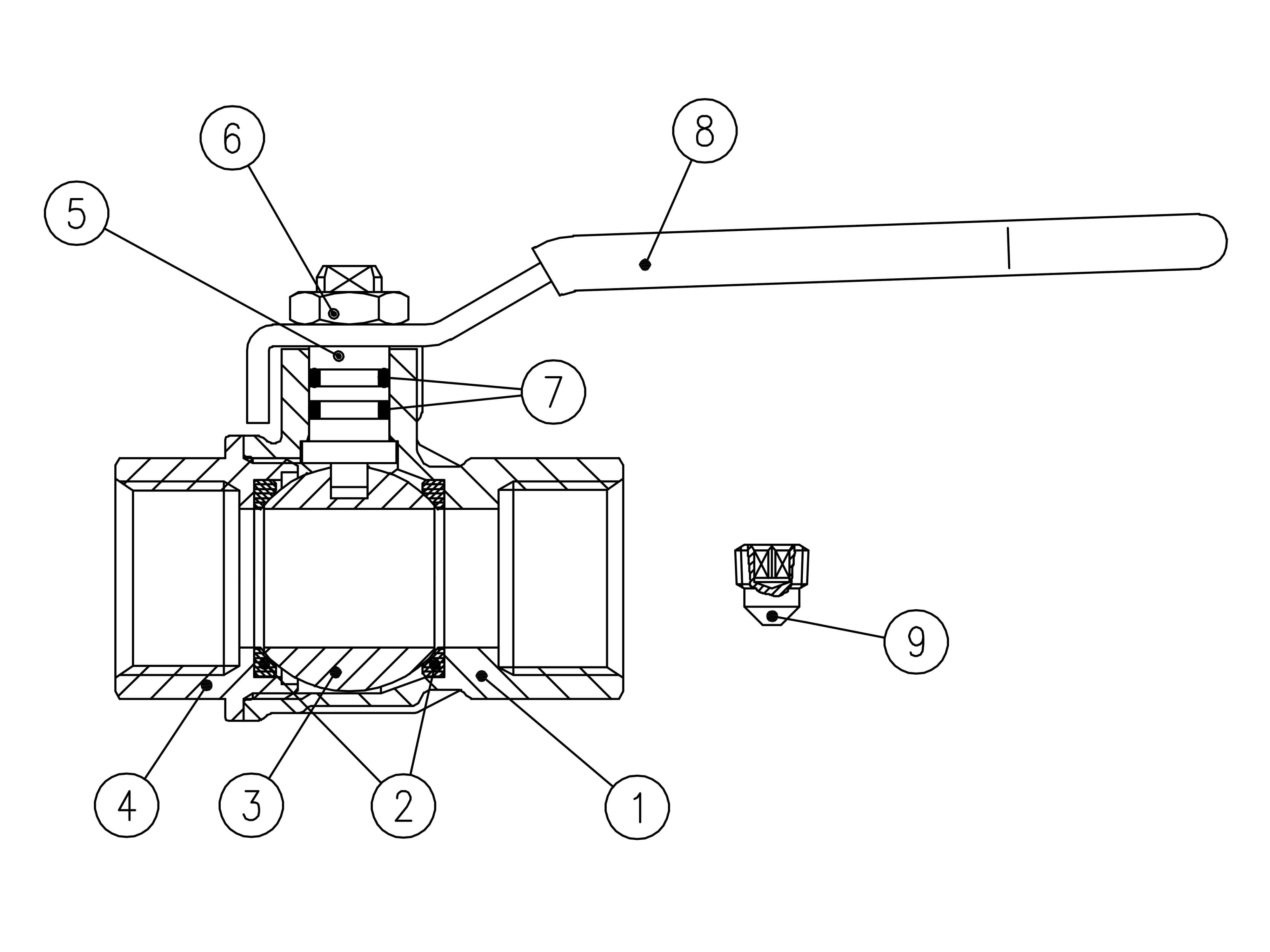 ball valves s82 npt technical drawing