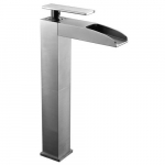 Single Hole Tall Waterfall Bathroom Faucet, Brushed