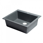 24" Drop-In Single Bowl Kitchen Sink, Titanium_noscript