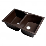 32" Drop-In Double Bowl Kitchen Sink, Chocolate_noscript