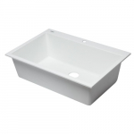33" Single Bowl Drop In Granite Kitchen Sink, White_noscript