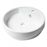 19" Round Semi Recessed Ceramic Sink with Faucet Hole_noscript
