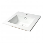 17" Square Drop In Ceramic Sink with Faucet Hole, White_noscript