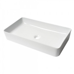 24" Modern Rectangular Above Mount Ceramic Sink, White_noscript