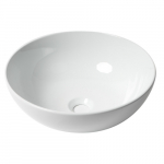 15" Round Vessel Bowl Above Mount Ceramic Sink, White