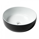 15" Round Above Mount Ceramic Sink, Black and White