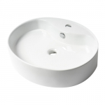 22" Oval Above Mount Ceramic Sink with Faucet Hole, White_noscript