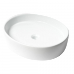 22" Oval Above Mount Ceramic Sink with Faucet Hole, White_noscript