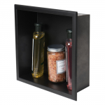 12" x 12" Square Single Shelf Shower Niche, Black_noscript