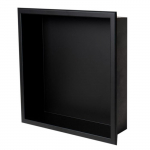 16" x 16" Square Single Shelf Shower Niche, Black_noscript