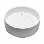 15" Round Solid Surface Resin Sink, White Matte