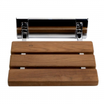 14" Folding Teak Wood Shower Seat Bench, Polished