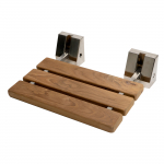 16" Folding Teak Wood Shower Seat Bench, Nickel_noscript