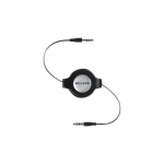 Retractable Mini-Stereo Cable, Black 4.5ft_noscript