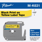 P-Touch Black on Yellow Non-Laminated Tape Cartridge