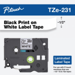 Black Print on White Laminated Label Tape Cartridge_noscript