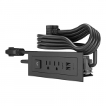 Power Center, 2-Outlets, 2-USB, Switch, Black, 6ft Cord