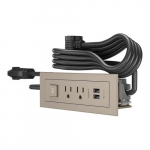 Power Center, 2-Outlets, 2-USB, Nickel, 6ft Cord