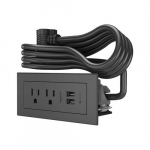 Power Center, 2-Outlets, 2-USB Ports, Black, 10ft Cord