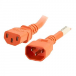 Power Cord, C14 to C13, Thermoplastic, Orange, 2ft