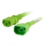 Power Cord, C14 to C13, Thermoplastic, Green, 2ft