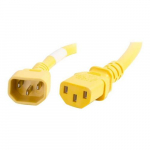 Power Cord, C14 to C13, Thermoplastic, Yellow, 2ft