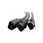 1x2 Power Splitter Cable, C14 to 2xC13, Black, 6ft