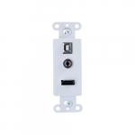 Decorative HDMI Wall Plate with USB, 3.5mm Audio, White