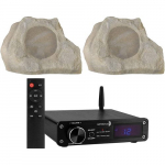 Outdoor Rock Speaker Pair and 100W Amplifier w/ IR