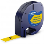 LetraTag Plastic Labels 1/2" x 13', Black on Yellow