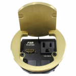 3.5" Table Box with 1 HDMI, 2 Data, Round, Brass
