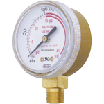 2.5" Brass Gauge, Dual Scale, 15 PSI Red Line