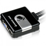 2-Port Compact USB VGA KVM, Built-in Cables