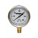 0-60 PSI No-Lead Stainless Case Pressure GaugePGLNL60