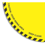 "Caution Door Swing Area" 36" Yellow Sign_noscript
