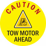 "Caution Tow Motor Ahead" Floor Sign_noscript