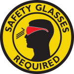 "Safety Glasses Required" Floor Sign, 16"_noscript
