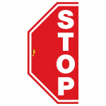 "Stop" Half Hexagon, Floor Sign, 12"_noscript