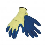 Premium String Knit Latex Dipped Gloves, L, Yellow/Blue_noscript