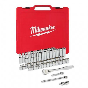 Milwaukee 3/8 in. Drive SAE/Metric Ratchet and Socket Mechanics Tool Set (56-Piece)