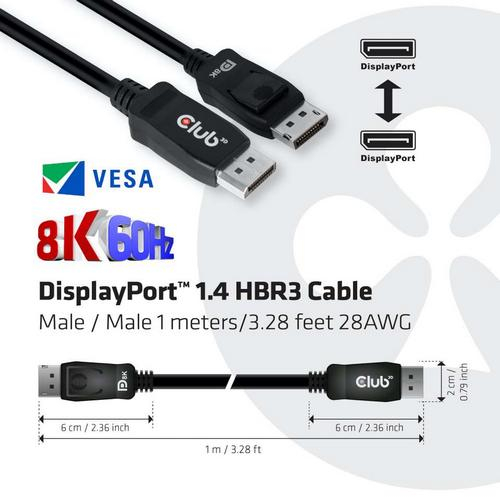 1 Meter (3.28 FT) DisplayPort Cable