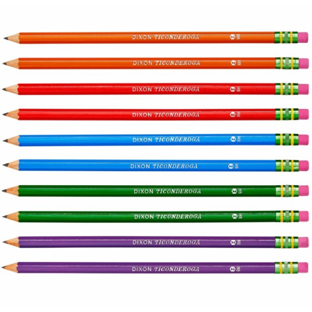 Dixon Ticonderoga Pencil, Assorted, #2 - 10 count